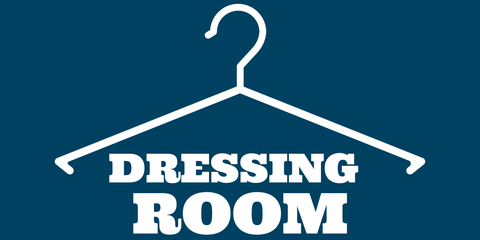 Blue Background Clothes Hanger Icon Dressing Room Template